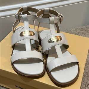 Michael Kors Cream Sandals with Gold Accents